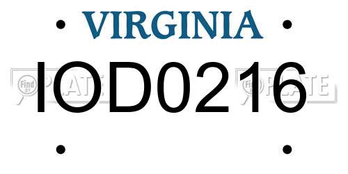 IOD0216 Virginia License Plate