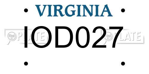 IOD027 Virginia License Plate