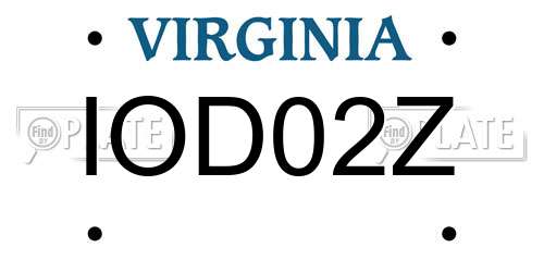 IOD02Z Virginia License Plate