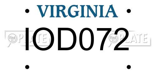 IOD072 Virginia License Plate