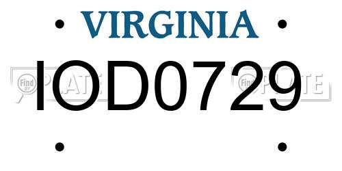 IOD0729 Virginia License Plate