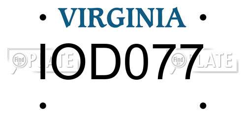 IOD077 Virginia License Plate