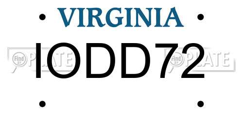 IODD72 Virginia License Plate