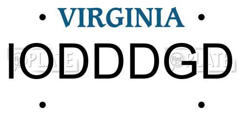 IODDDGD Virginia License Plate