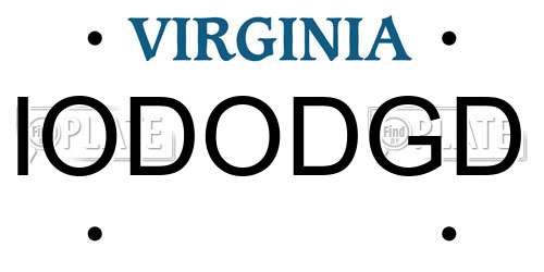 IODODGD Virginia License Plate