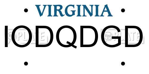 IODQDGD Virginia License Plate