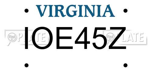 IOE45Z Virginia License Plate