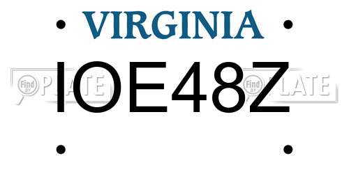 IOE48Z Virginia License Plate