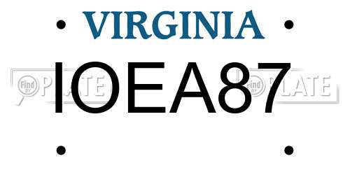 IOEA87 Virginia License Plate