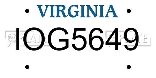IOG5649 Virginia License Plate