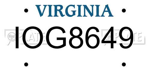 IOG8649 Virginia License Plate
