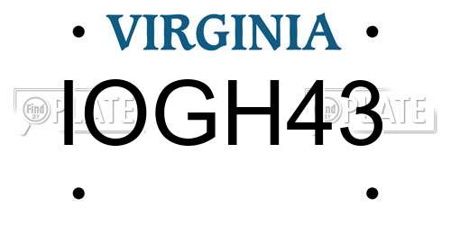 IOGH43 Virginia License Plate