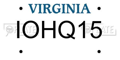 IOHQ15 Virginia License Plate