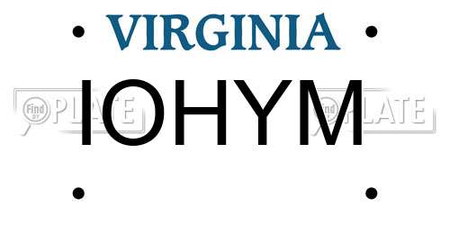 IOHYM Virginia License Plate