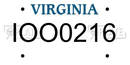 IOO0216 Virginia License Plate