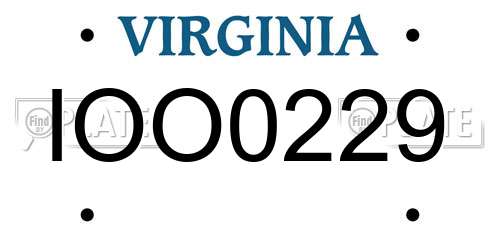 IOO0229 Virginia License Plate