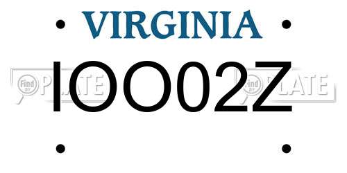IOO02Z Virginia License Plate