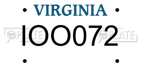 IOO072 Virginia License Plate