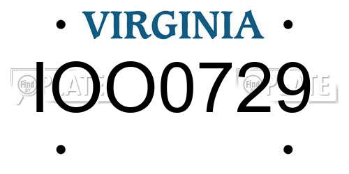 IOO0729 Virginia License Plate