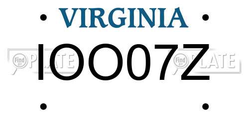 IOO07Z Virginia License Plate