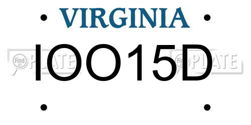 IOO15D Virginia License Plate