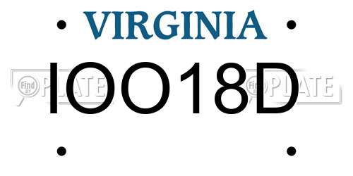 IOO18D Virginia License Plate
