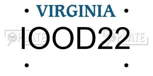 IOOD22 Virginia License Plate
