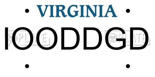 IOODDGD Virginia License Plate
