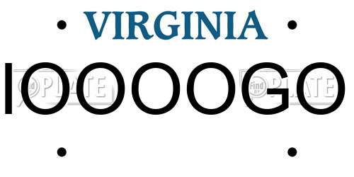 IOOOOGO Virginia License Plate