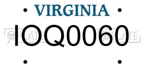 IOQ0060 Virginia License Plate
