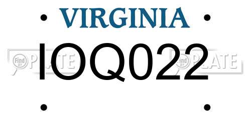 IOQ022 Virginia License Plate