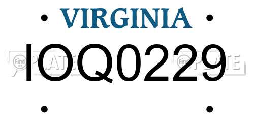 IOQ0229 Virginia License Plate
