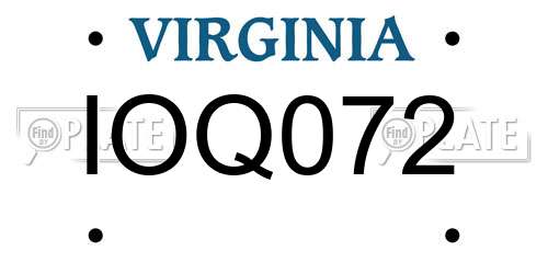 IOQ072 Virginia License Plate