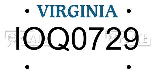 IOQ0729 Virginia License Plate
