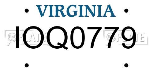 IOQ0779 Virginia License Plate