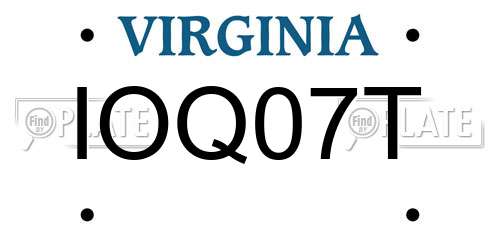 IOQ07T Virginia License Plate