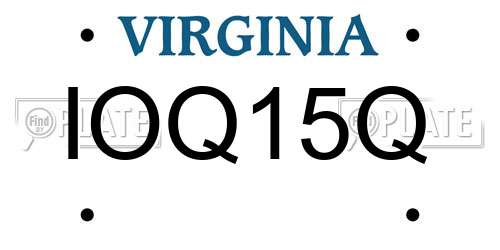 IOQ15Q Virginia License Plate