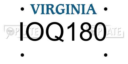 IOQ180 Virginia License Plate