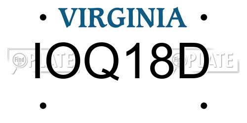 IOQ18D Virginia License Plate