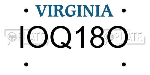 IOQ18O Virginia License Plate