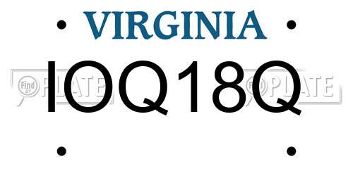 IOQ18Q Virginia License Plate