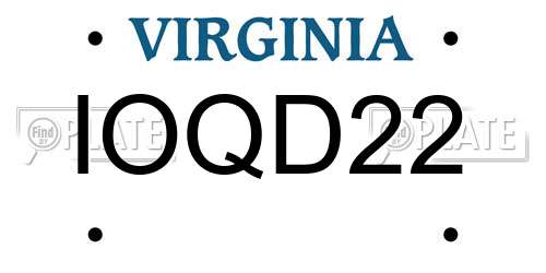 IOQD22 Virginia License Plate
