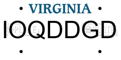 IOQDDGD Virginia License Plate