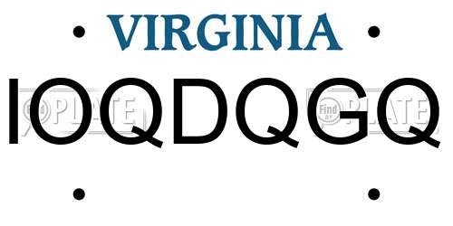 IOQDQGQ Virginia License Plate