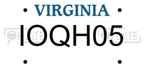 IOQH05 Virginia License Plate
