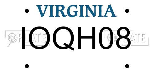 IOQH08 Virginia License Plate