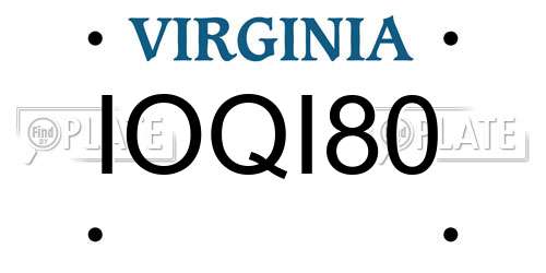 IOQI80 Virginia License Plate