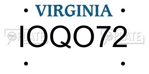 IOQO72 Virginia License Plate