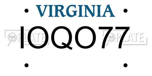 IOQO77 Virginia License Plate