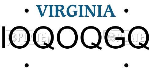 IOQOQGQ Virginia License Plate
